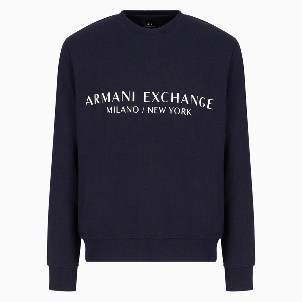 Armani Exchange Blue Crewneck Sweater with Logo